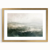 Abstract landscape wall art featuring vibrant hues of blue and gold, elegantly framed with a matte finish, ideal for enhancing modern home decor. This piece adds a touch of sophistication and creativity to any living space.