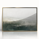 Framed acrylic wall art showcasing an abstract landscape in gold and earthy tones, designed to enhance modern interiors with a touch of elegance.