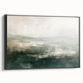 Framed abstract landscape wall art on black canvas, showcasing vibrant colors and dynamic shapes, perfect for modern home decor. Side view highlights its sleek design and artistic flair.