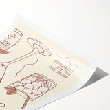 Extra large rolled print featuring black line art flowers on a white background, suited for large living room wall art.