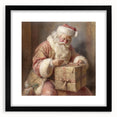 Festive Canvas Art - Santa Wrapping Large Gift Christmas Wall Decor