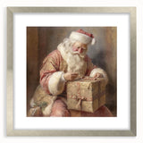 Festive Canvas Art - Santa Wrapping Large Gift Christmas Wall Decor