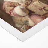 Festive Canvas Art - Santa Wrapping Large Gift Christmas Wall Decor