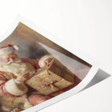 Festive Canvas Art - Santa Wrapping Large Gift Christmas Wall Decor