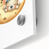 Personalized Kids Art - Sleeping Moon & Puppy Nursery Print