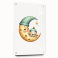 Personalized Kids Art - Sleeping Moon & Puppy Nursery Print