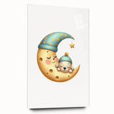 Personalized Kids Art - Sleeping Moon & Puppy Nursery Print