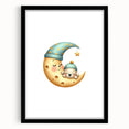 Personalized Kids Art - Sleeping Moon & Puppy Nursery Print