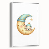 Personalized Kids Art - Sleeping Moon & Puppy Nursery Print
