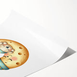 Personalized Kids Art - Sleeping Moon & Puppy Nursery Print