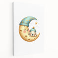 Personalized Kids Art - Sleeping Moon & Puppy Nursery Print