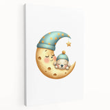 Personalized Kids Art - Sleeping Moon & Puppy Nursery Print