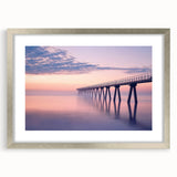 Elegant silver landscape bridge frame with mat showcasing a modern design, perfect for enhancing home decor. Ideal for framing art or cherished photos.