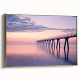 Framed canvas artwork depicting a golden landscape bridge, showcasing intricate details and vibrant colors, perfect for modern home decor. The side view highlights the frame's elegant finish, enhancing any interior space.