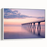 Framed canvas artwork of a serene landscape with a bridge, showcasing vibrant colors and intricate details, perfect for enhancing home décor.