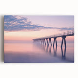Landscape canvas print showcasing a serene bridge scene with vibrant greenery and a clear blue sky, ideal for home decor or art enthusiasts.
