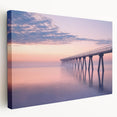 Stretched canvas artwork depicting a serene landscape with a bridge, showcasing vibrant colors and intricate details, ideal for home decor enhancement.