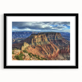 Black-framed landscape artwork showcasing vibrant canyons with a white mat, perfect for home decor or office aesthetics, enhancing any space's beauty.