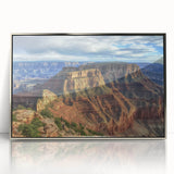 Framed acrylic artwork showcasing a stunning landscape of canyons in silver tones, designed to enhance modern decor with its vibrant colors and intricate details. Ideal for elevating living spaces or offices with a touch of nature-inspired elegance.