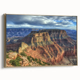 Framed canvas art showcasing a stunning landscape of canyons with rich gold accents, perfect for adding elegance to home decor. Ideal for nature lovers and art enthusiasts.