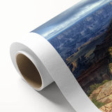 Stunning rolled canvas showcasing a vibrant landscape of canyons in warm earthy tones, ideal for home decor, featuring rich textures and details.