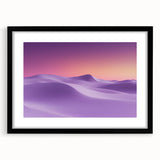 Black-framed landscape art print showcasing a serene desert scene with warm tones and intricate details, perfect for home decor and enhancing aesthetic appeal.