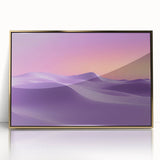 Framed acrylic artwork showcasing a vibrant desert landscape with golden hues and intricate details, perfect for enhancing modern home decor.