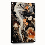 Large abstract wall art on acrylic glass featuring swirls of blue and gray, suitable for bedroom or dining room decor.