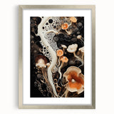 Textured abstract art print in neutral tones, framed with a silver mat, suitable for bedroom wall decor.