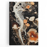 Large black and white close-up photo of natural elements on stretched canvas, ideal for kitchen wall art.