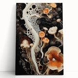Black and white close-up photo of natural elements on a stretched canvas, ideal for kitchen wall art or bedroom decor.