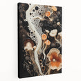 Large abstract kitchen wall art on stretched canvas with natural elements in neutral tones.