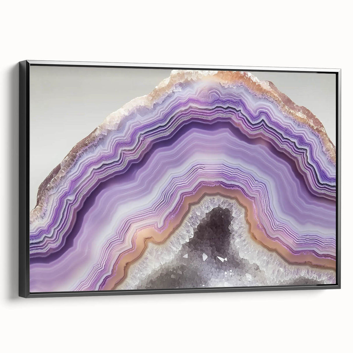 Black and white landscape art painting on a framed canvas, featuring a detailed close-up of nature elements.