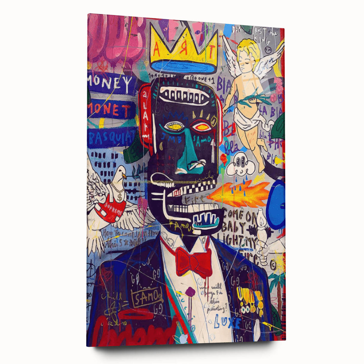 Vibrant Pop Art Wall Art - Multicolor Canvas with Urban Graffiti