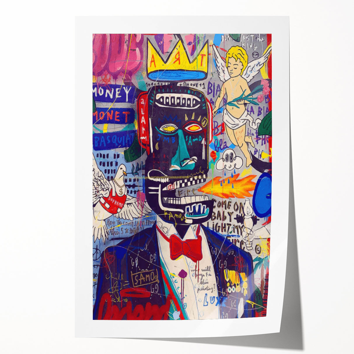 Vibrant Pop Art Wall Art - Multicolor Canvas with Urban Graffiti