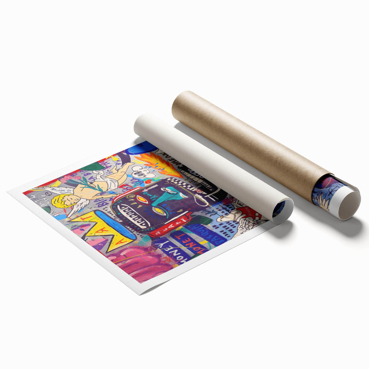 Vibrant Pop Art Wall Art - Multicolor Canvas with Urban Graffiti