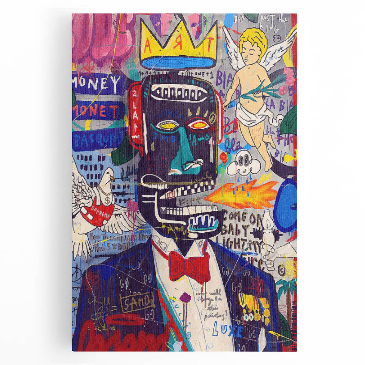 Vibrant Pop Art Wall Art - Multicolor Canvas with Urban Graffiti