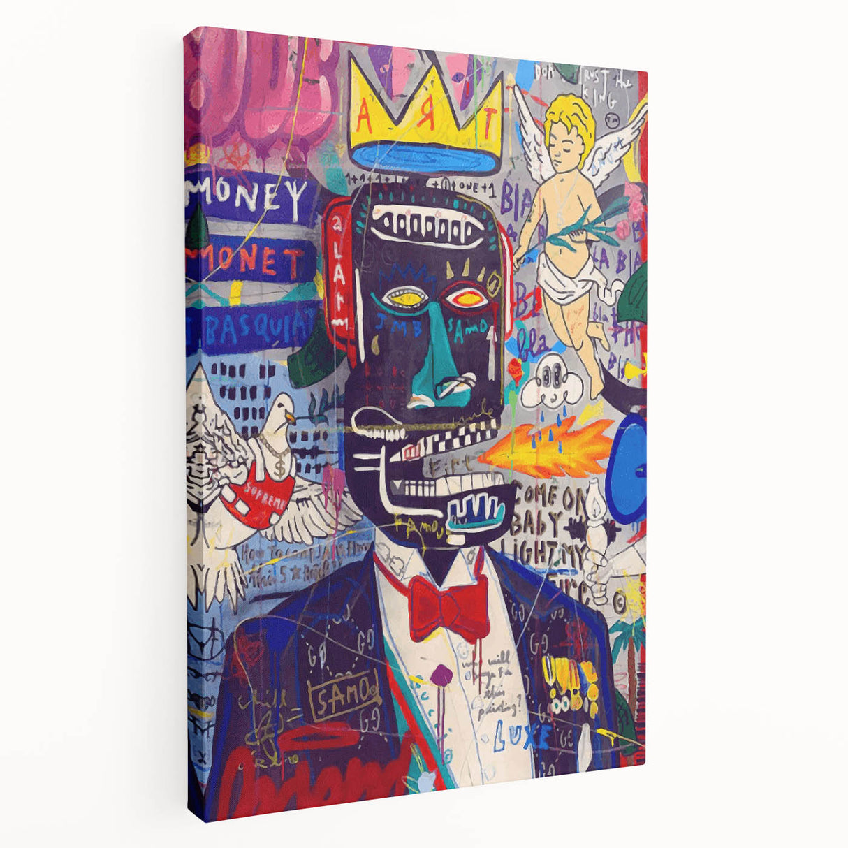 Vibrant Pop Art Wall Art - Multicolor Canvas with Urban Graffiti