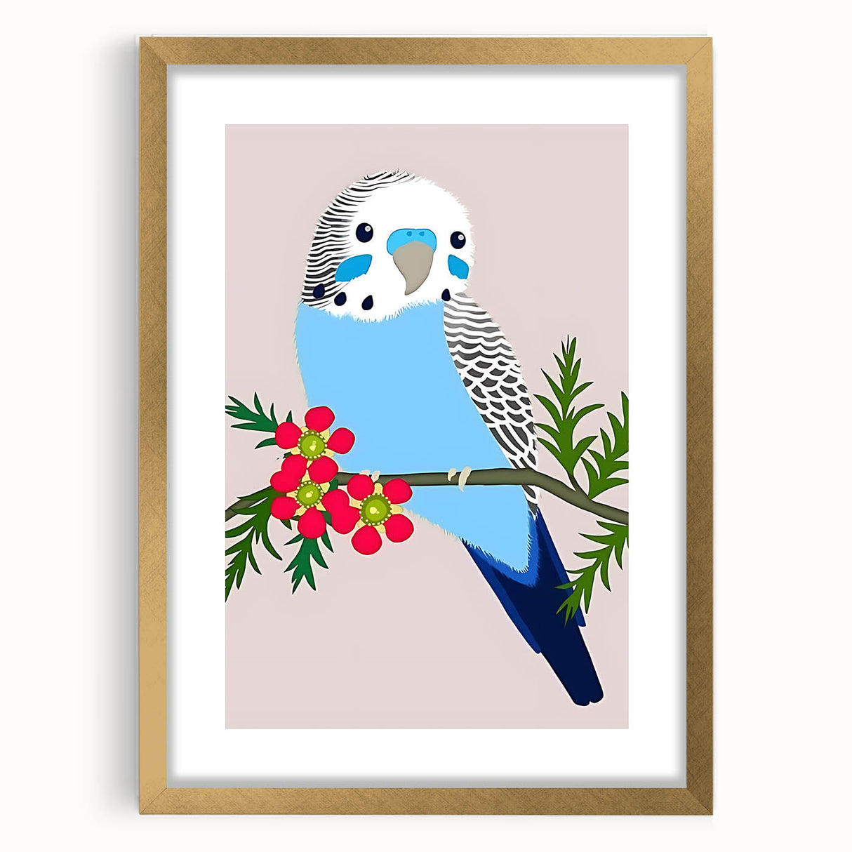 Blue Budgie Wall Art – Cute Bird Illustration for Boys' Room