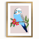 Blue Budgie Wall Art – Cute Bird Illustration for Boys' Room