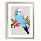 Blue Budgie Wall Art – Cute Bird Illustration for Boys' Room