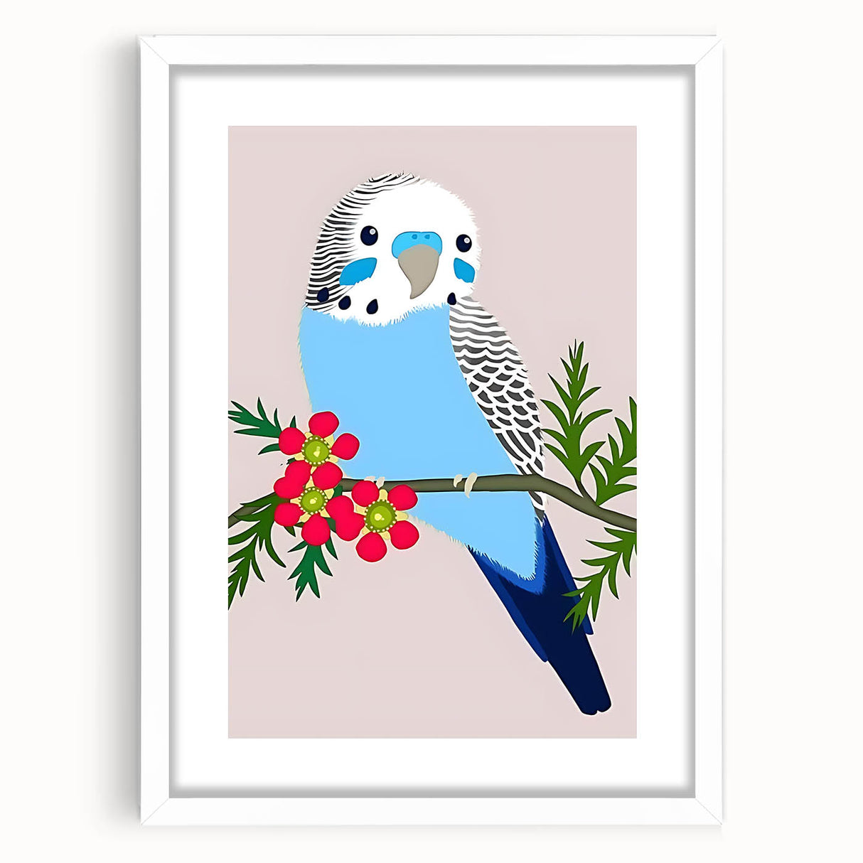 Blue Budgie Wall Art – Cute Bird Illustration for Boys' Room