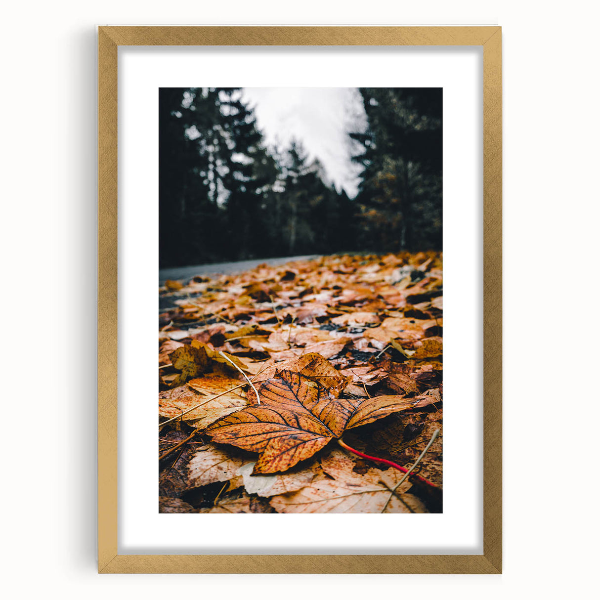 Extra large abstract art print featuring textured autumnal shades in a gold frame, ideal for living room decor.