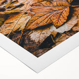 Art deco poster featuring a stylized fall landscape in warm orange and brown tones, printed on rolled canvas.