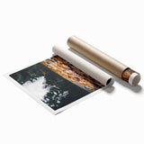 Extra large rolled canvas with a floral art design in autumn hues, ideal for classy bathroom or large living room wall art.