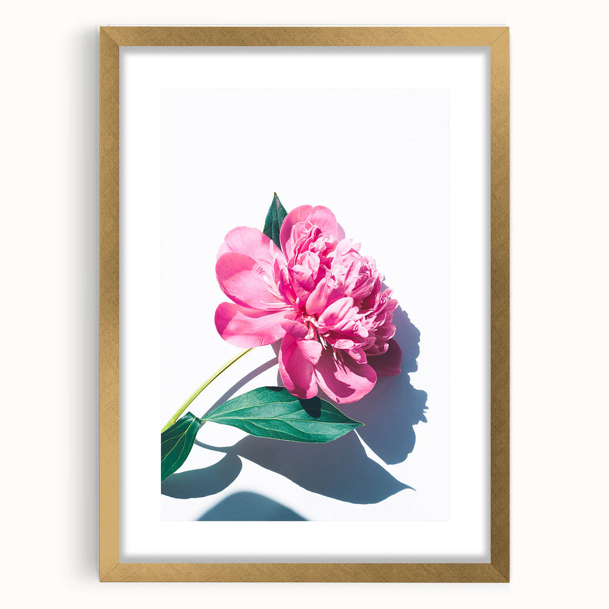 Extra large abstract art print featuring textured layers in soft green and beige, framed in gold.