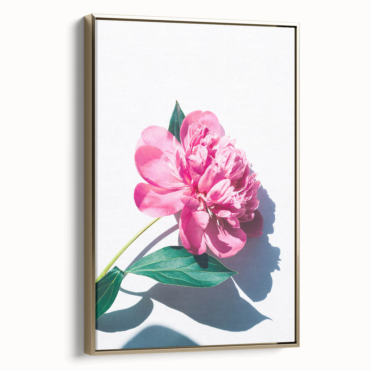 Framed canvas depicting a vintage-style landscape painting with spring motifs in muted greens and browns.
