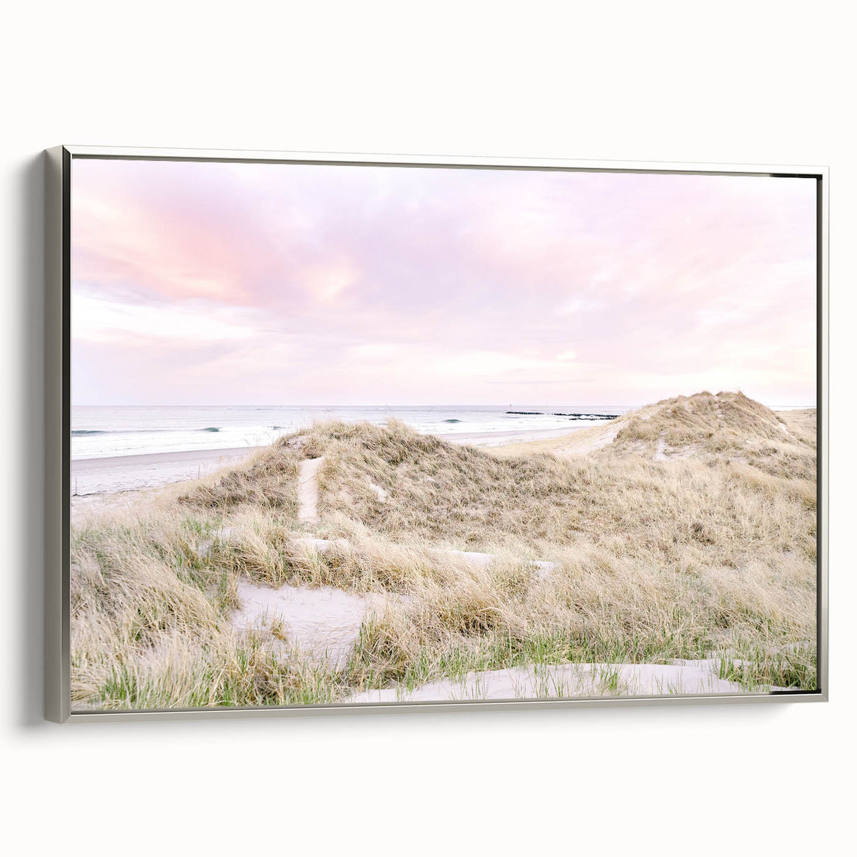 Landscape art painting featuring a vibrant summer scene on framed canvas, ideal for enhancing a living room or office space.