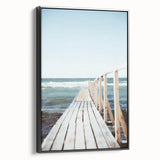 Black and white vintage poster art on framed canvas featuring a tranquil landscape, ideal for bedroom wall decor.