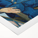 Art deco poster featuring a geometric pattern in muted gold and teal on rolled canvas, suitable for dining room decor.